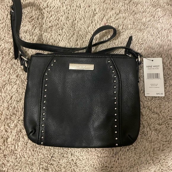 Nine West Black Crossbody Bag with Silver Studs - Picture 1 of 2